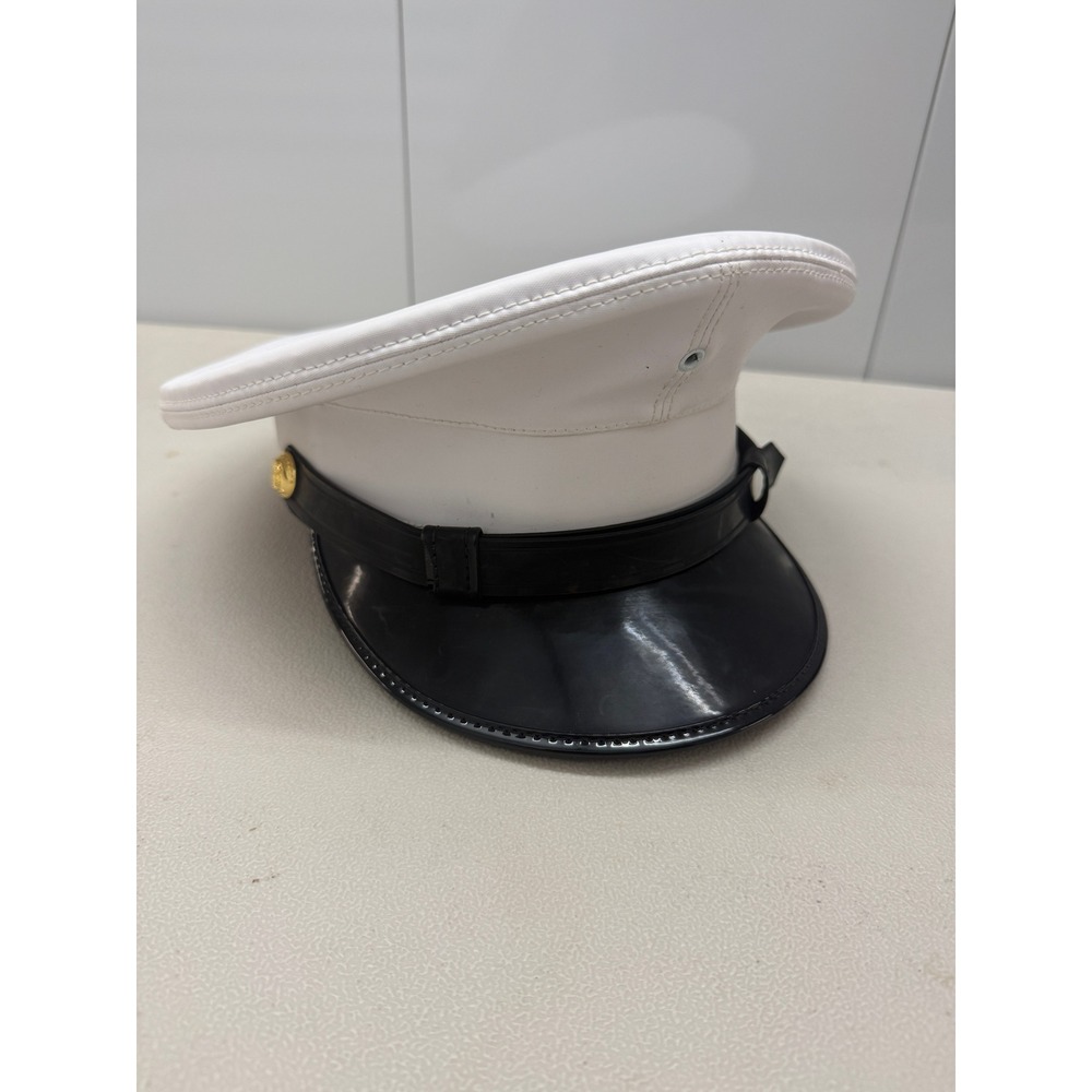 USMC Dress White Barracks Cover Military Uniform Hat Size 6 3/4 EGA Buttons